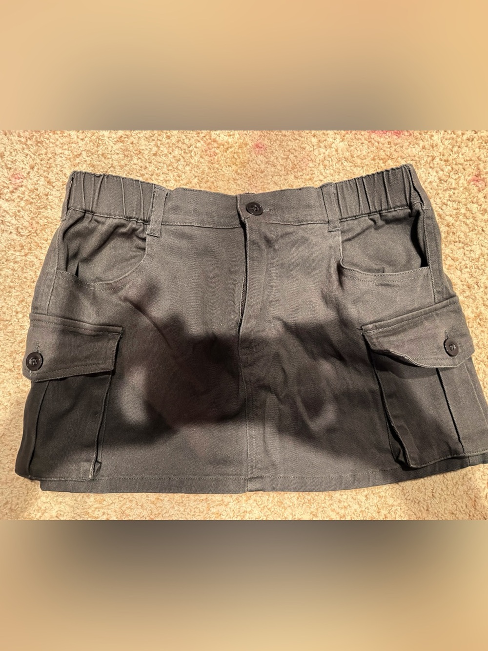 Casual Black Cargo Mini Skirt
